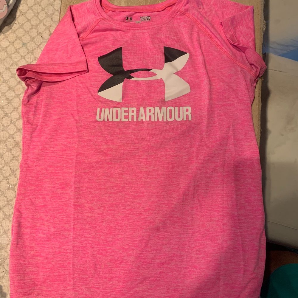 Under Armour Pink Athletic Shirt, Stretch, Heather